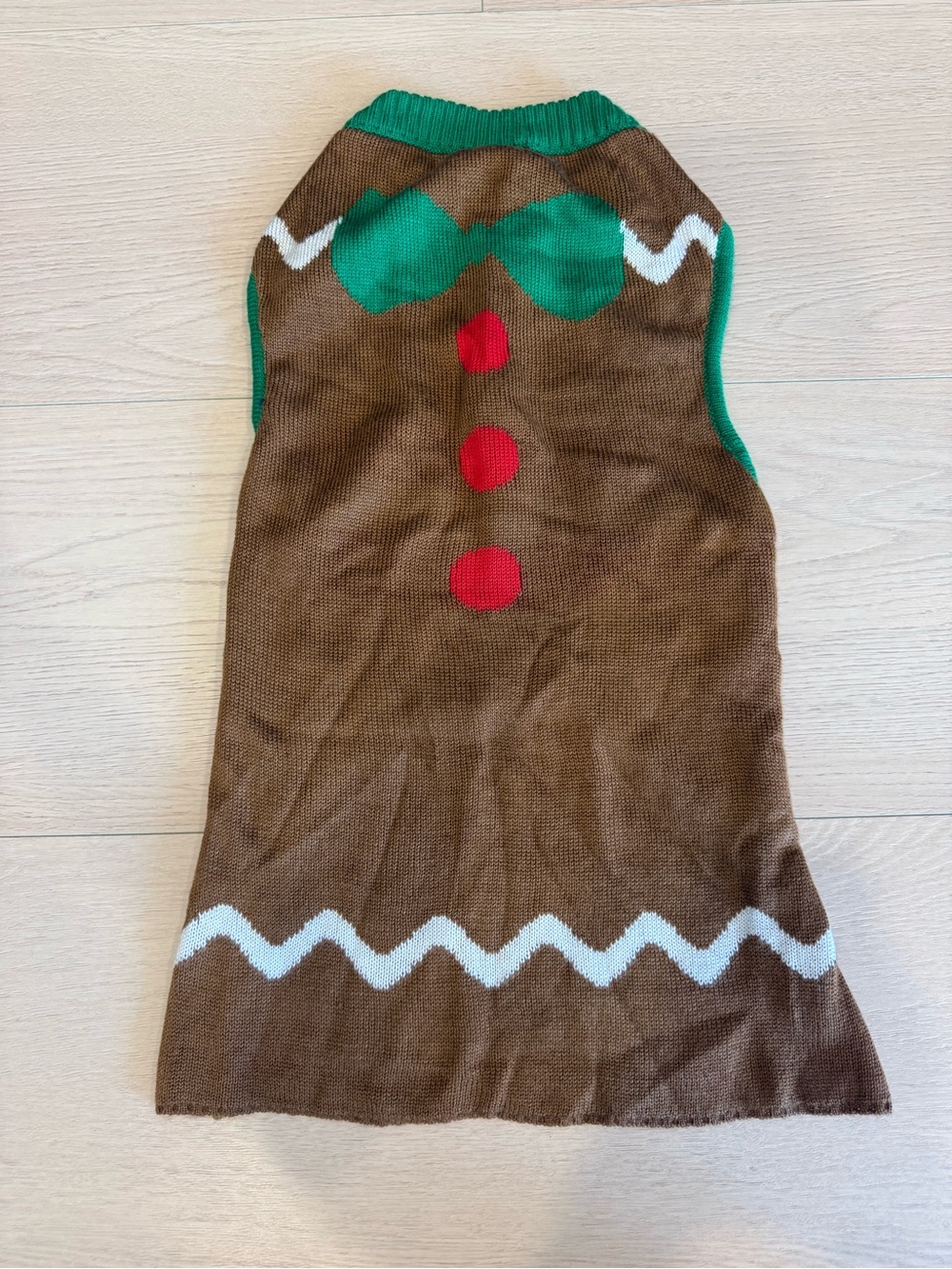Tipsy Elves Brown & Green Gingerbread Dog Sweater | Large